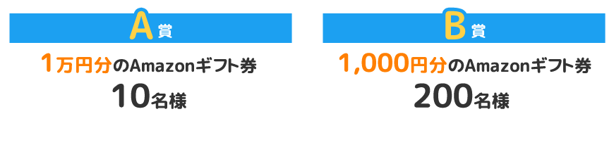 (A賞)抽選で10名様に1万円分のAmazonギフト券(B賞)抽選で200名様に1,000円分のAmazonギフト券が当たる！